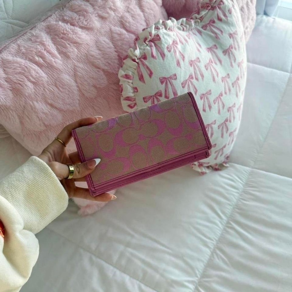 Y2K Coach Barbie Pink Monogram Wallet - Picture 1 of 7